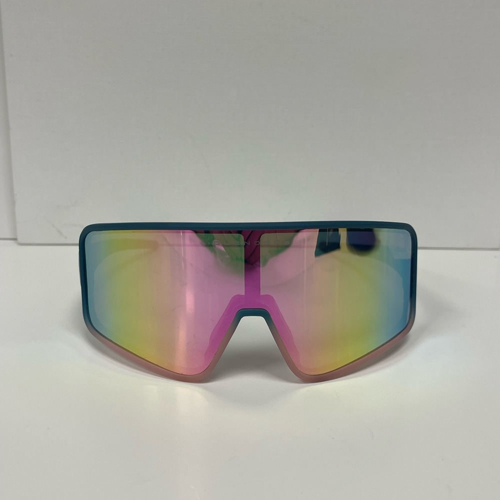 Vibrant Pink and Yellow Sunglasses with Multi-Chromatic Lenses